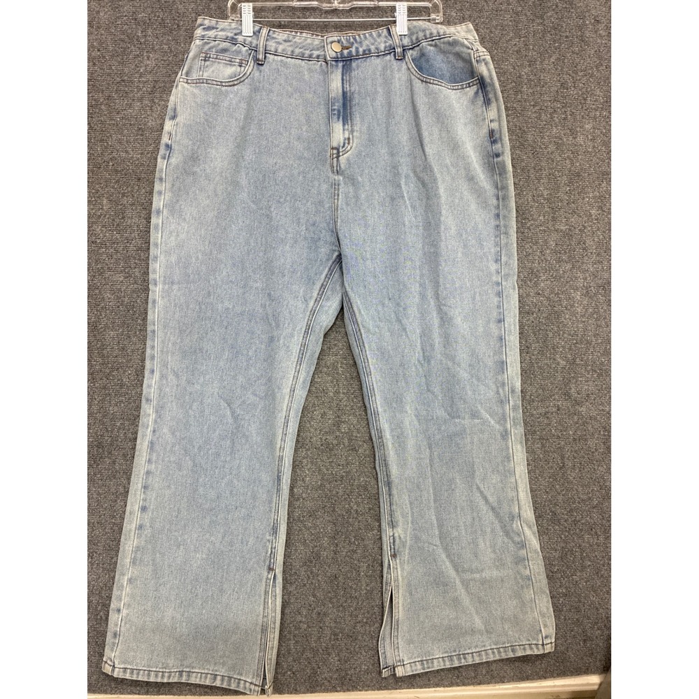 Cider Light Wash High Waisted Wide Leg Jeans with Side Slits 1XL NEW